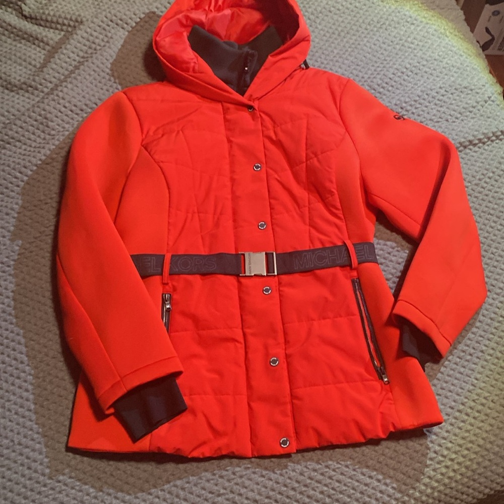 Micheal Kors red belt jacket